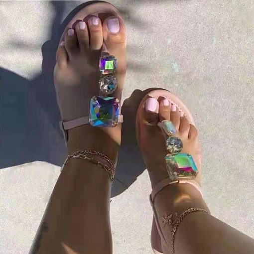 Roman Crystal Flip Flops SandalsSandalsvariantimage1Sandals-Women-Slippers-2022-New-Summer-Open-Toe-Shoes-Roman-Crystal-Fashion-Dress-Slides-Beach-Clip