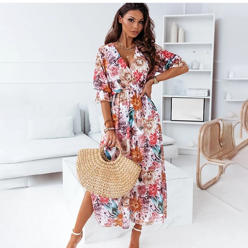 Summer Casual Floral Long Dress – Miggon