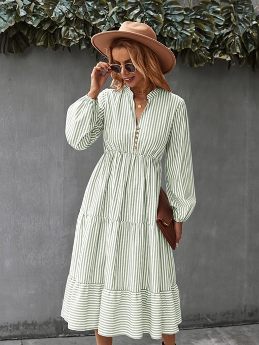 Women’s Big Wing Striped Fashion Causal A Line DressDressesvariantimage1Women-s-Big-Wing-Striped-Fashion-Causal-A-Line-All-Match-Chic-Printed-Long-Dresses