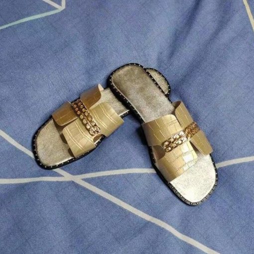 Classic Designer New Flat Chain Sandal SlippersSandalsvariantimage2Classic-Designer-New-2022-Women-Flat-Flip-Flops-Double-Chain-Sandal-Slippers-Shoes-Women-Lady-Flats