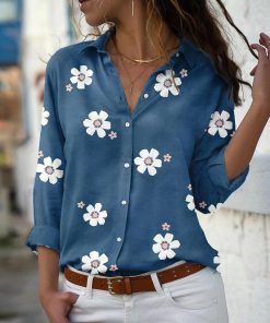 Fashion Turn-down Collar Floral Print ShirtsTopsvariantimage2Floral-Print-Women-Shirts-And-Blouses-2022-Spring-Fashion-Turn-down-Collar-Long-Sleeve-Office-Lady