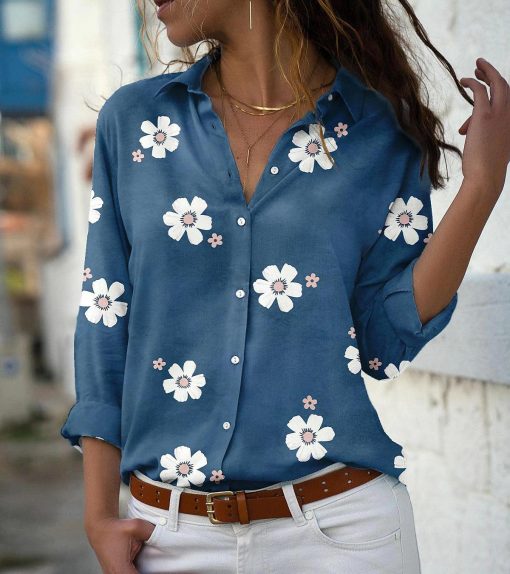 Fashion Turn-down Collar Floral Print ShirtsTopsvariantimage2Floral-Print-Women-Shirts-And-Blouses-2022-Spring-Fashion-Turn-down-Collar-Long-Sleeve-Office-Lady