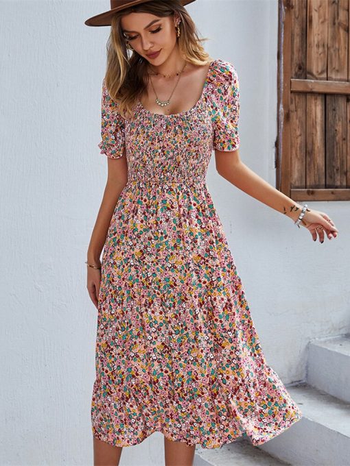 Sexy Vintage Floral Print Boho Summer Dress – Miggon