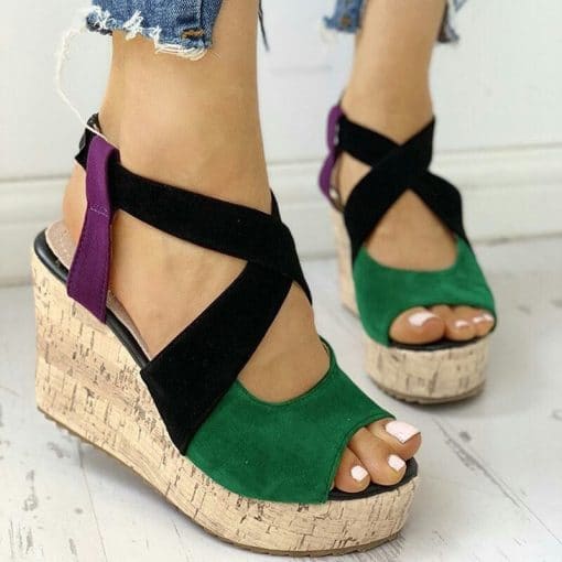 New Summer Casual Platform SandalsSandalsvariantimage2Women-Sandals-Summer-Casual-Platform-Shoes-Color-Blocking-High-Wedges-Heels-Elegant-Laides-Casual-Buckle-Strap