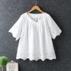 Hollow Out Embroidery V-Neck Short Sleeve BlouseTopsvariantimage35-Colors-Lamtrip-Hollow-Out-Embroidery-V-Neck-Short-Sleeve-Shirt-Blouse-Women-Summer-Mori-Girl