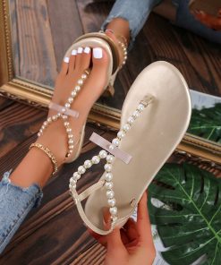 Summer Fashion Flip Flops SandalsSandalsvariantimage3Summer-New-Flats-Sandals-2022-Women-Open-Toe-Shallow-Slippers-Shoes-Designer-String-Bead-Slip-on