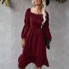 Square Collar Casual Long DressDressesvariantimage4Women-Autumn-Square-Collar-Long-Sleeve-Solid-Color-A-Line-Causal-Dress-Ladies-Fashion-All-Match