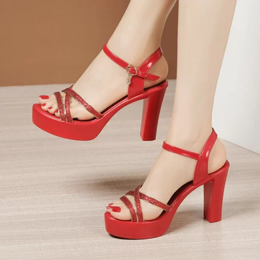 10cm Block High Heel Platform SandalsSandals10cm-Block-Heel-Platform-Sandals-Summer-Wedding-Shoes-Gold-Silver-2022-High-Heels-Sandals-Women-Office.jpg_640x640-3