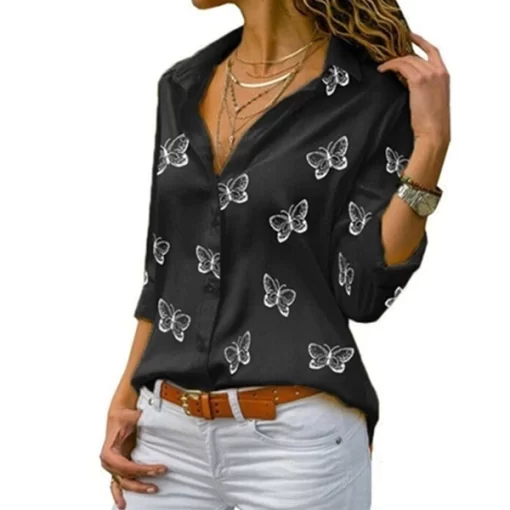 Butterfly Print Blouses ShirtsTops5XL-Button-Up-Shirt-Women-Oversize-Ladies-Tops-Long-Sleeve-Blouse-Elegant-Green-V-Neck-Chiffon.jpg_640x640-1