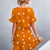 Elegant Dot Print Short DressDressesElegant-Dot-Print-Short-Dress-Women-Casual-Short-Sleeve-O-neck-Blet-Yellow-Mini-Dress-2022.jpg_Q90.jpg_