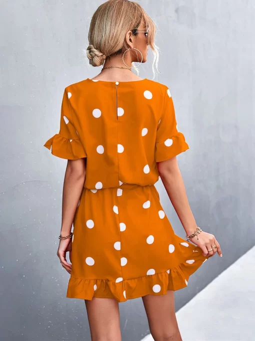 Elegant Dot Print Short DressDressesElegant-Dot-Print-Short-Dress-Women-Casual-Short-Sleeve-O-neck-Blet-Yellow-Mini-Dress-2022.jpg_Q90.jpg_