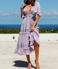 Purple V-Neck Sexy Summer Bohemian DressDressesPurple-V-Neck-Sexy-Summer-Dress-Bohemian-Butterfly-Short-Sleeve-Maxi-Dresses-for-Women-Ruffle-Elegant.jpg_640x640