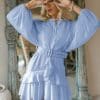 Plaid Fashion Belt DressDressesSimplee-Belt-blue-plaid-batwing-long-sleeve-women-dress-summer-Office-ruffle-shirt-mini-dress-Casual.jpg_640x640-2