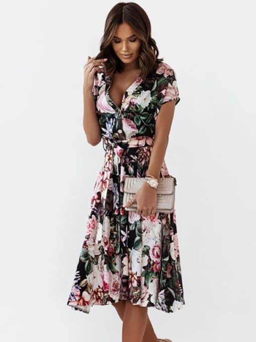Summer Floral Print DressDressesSummer-Floral-Print-Dress-Woman-Elegant-V-Neck-A-line-Midi-Dresses-For-Women-2022-Casual.jpg_Q90.jpg_