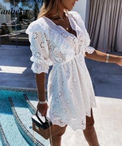 Women’s Chic Embroidery Hollow Out Lace White DressDressesWomen-Chic-Embroidery-Hollow-Out-Party-Dress-Summer-Elegant-V-Neck-Short-Sleeve-A-Line-Dresses.jpg_Q90.jpg_