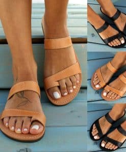 Women’s Solid Color Leather Comfortable Flat Flip Flop SandalsSandalsmainimage02021-Summer-Fashion-Women-s-Solid-Color-Leather-Comfortable-Flat-Flip-Flop-Sandals-Casual-Open-Toe