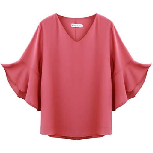 Women’s Fashion Brand Chiffon BlousesTopsmainimage02022-Fashion-Brand-Women-s-Blouse-Summer-Butterfly-Sleeve-Chiffon-Shirt-V-Neck-Casual-Blouse-Plus