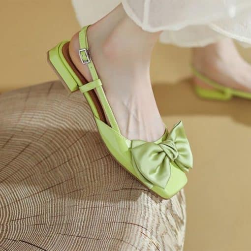 New Women’s Summer Butterfly Knot SandalsSandalsmainimage02022-New-Women-Sandals-Summer-Green-Beige-Thick-Slippers-Fashion-Party-Bow-Lolita-Flats-Women-Mules