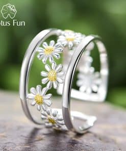 Elegant Little Daisy Flower Adjustable RingsJewelleriesmainimage0Lotus-Fun-Elegant-Little-Daisy-Flower-Adjustable-Rings-for-Women-Real-925-Sterling-Silver-Luxury-18K