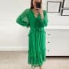 Solid Green Ruffles Chiffon DressDressesmainimage0Solid-Green-Ruffles-Chiffon-Dress-Women-Fashion-Spring-Summer-V-Neck-Long-Sleeve-Oversize-Casual-Ladies