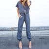 Women’s Spring Summer JumpsuitsSwimwearsmainimage0Spring-Summer-Jumpsuit-Women-Solid-V-neck-Casual-Bodysuit-Rompers-Black-Lace-Up-Jump-Suit-Overalls
