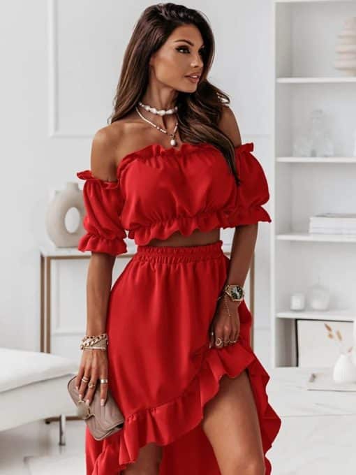 2 Piece Summer Elegant Ruffled Backless DressDressesmainimage0Summer-Elegant-Ruffled-Backless-Dress-Sets-Women-Fashion-Puff-Sleeve-Strapless-Elastic-Two-Pieces-Ladies-Maxi