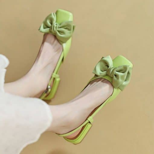 New Women’s Summer Butterfly Knot SandalsSandalsmainimage12022-New-Women-Sandals-Summer-Green-Beige-Thick-Slippers-Fashion-Party-Bow-Lolita-Flats-Women-Mules