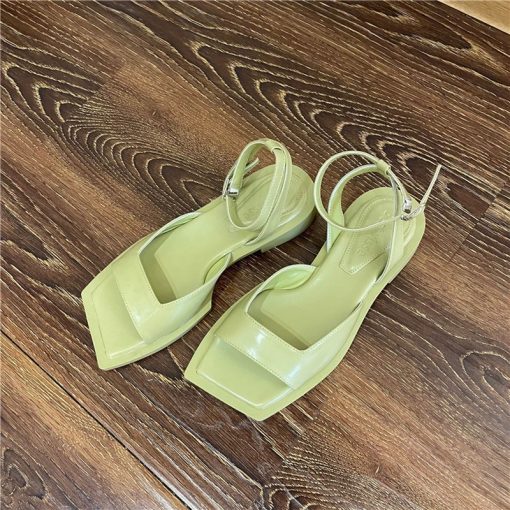 Square Toe Ladies Flat Buckle Strap Casual SandalsSandalsmainimage1Square-Toe-Ladies-Flats-with-Shoes-Sandals-Buckle-Strap-Female-Casual-Outdoor-Slides-Summers-Fashion-Women