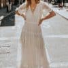 Sexy Deep V-neck Maxi Long DressDressesmainimage2Sexy-Deep-V-neck-Maxi-Dress-Long-White-Lace-Button-Front-Open-Pleated-Tunic-Women-Clothes
