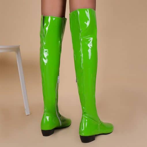 Women’s Candy Color Patent Leather BootsBootsmainimage3Oversized-Candy-Colored-Patent-Leather-Women-s-Over-The-Knee-Boots-Mid-Heel-Pointed-Toe-Plush