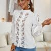 Sexy White Lace BlouseTopsmainimage3Simplee-Elegant-puff-sleeves-white-office-women-shirt-summer-Sexy-buttons-hollow-out-autumn-blouse-Patchwork