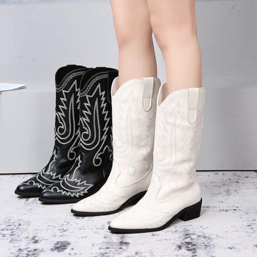 Women’ Mid Calf Cowboy Pointed Toe Western BootsBootsmainimage3Women-Mid-Calf-Western-Boots-Cowboy-Pointed-Toe-Knee-High-Pull-on-Boots-Ladies-2022-Fashion