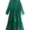 High Waist Floral Print Tunic DressDressesmainimage4Casual-Green-Button-Front-Open-Dress-High-Waist-Print-Tunic-2022-Spring-Autumn-Women-Clothes-Street