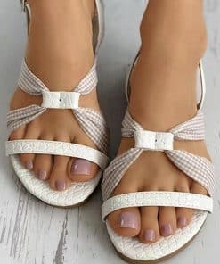 Snakeskin Grid Color-block Slingback SandalsSandalsmainimage4Summer-Women-Sandals-2022-Flat-Casual-Shoes-Bead-Slip-on-Sandalias-Sexy-Flip-Flop-Ladies-Shoes
