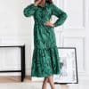 High Waist Floral Print Tunic DressDressesmainimage5Casual-Green-Button-Front-Open-Dress-High-Waist-Print-Tunic-2022-Spring-Autumn-Women-Clothes-Street