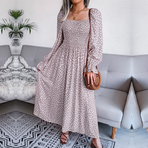Elegant Square Neck Full Sleeve A-Line Pleated Long DressDressesmainimage5Elegant-Square-Neck-Full-Sleeve-A-Line-Pleated-Printed-Long-Dress-Women-s-Fall-Winter-Chic