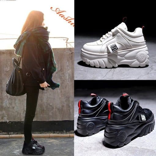 New Fashion Women’s High Platform SneakersFlatsmainimage5New-2021-Fashion-Woman-High-Platform-Sneakers-Spring-Female-Shoes-Black-White-Sneakers-Breathable-Casual-Zapatos