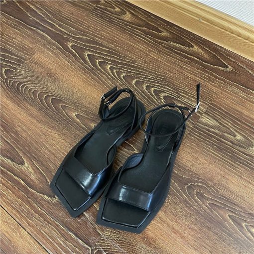 Square Toe Ladies Flat Buckle Strap Casual SandalsSandalsmainimage5Square-Toe-Ladies-Flats-with-Shoes-Sandals-Buckle-Strap-Female-Casual-Outdoor-Slides-Summers-Fashion-Women