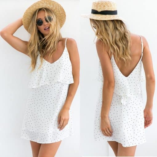 Women’s Sexy Summer Polka Dot Mini DressDressesmainimage5Women-s-Summer-Dresses-New-Arrival-2021-Blue-White-Dots-V-neck-Sexy-Backless-Spaghetti-Strap