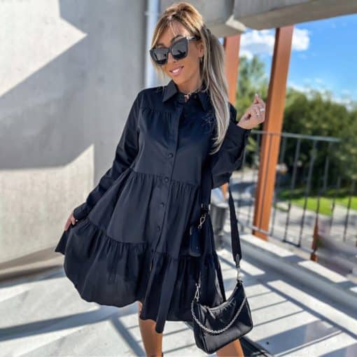 Women’s Casual Ruffle Shirt DressDressesvariantimage02021-Autumn-Ruffles-Shirt-Dress-Women-Casual-Long-Sleeve-Lapel-Single-Breasted-A-line-Office-Ladies