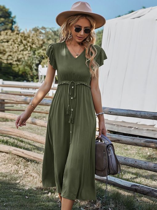 Summer Fashion Solid Long DressDressesvariantimage0ATUENDO-Summer-Fashion-Solid-Green-Silk-Dress-for-Women-Vintage-Satin-Soft-Maxi-Party-Robe-Casual
