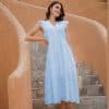 Long Casual Solid Hollow Out Pure Cotton Summer DressDressesvariantimage0Long-Simple-Casual-Solid-Hollow-Out-Pure-Cotton-Holiday-Style-High-Waist-Fashion-Mid-Calf-Summer