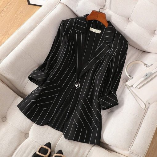 New Striped Slim Women’s Suit JacketsTopsvariantimage0Small-Suit-Jacket-Women-s-2022-Spring-and-Summer-New-Striped-Slim-Sleeve-Slim-Suit-Suit