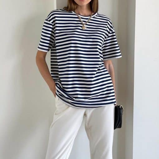 Summer Short Sleeve Striped T-ShirtsTopsvariantimage0WOTWOY-Summer-Short-Sleeve-Striped-T-Shirts-Women-Knitted-Basic-Casual-Tops-Female-Cozy-Loose-Cotton