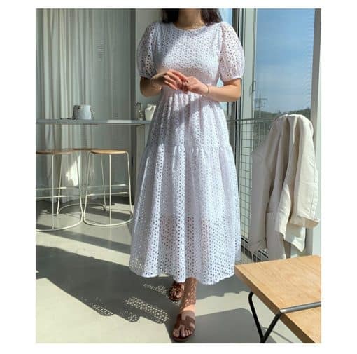 Women’s O-Neck Embroidery Hollow Out High Waist Lace DressDressesvariantimage1Sexy-Office-Chic-Summer-Dress-Women-O-Neck-Embroidery-Hollow-Out-High-Waist-Long-Dresses-Female