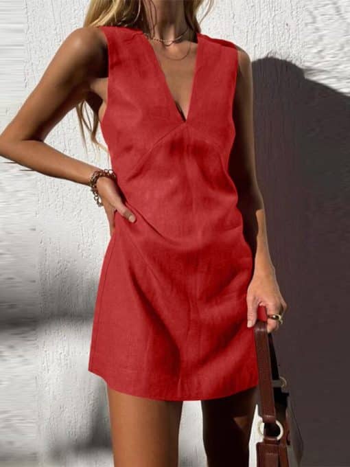 Sexy Sleeveless Mini DressDressesvariantimage1Sexy-Sleeveless-Mini-Dress-2022-Celmia-Fashion-V-Neck-Party-Elegant-Sundress-Summer-Casual-Loose-Stitching