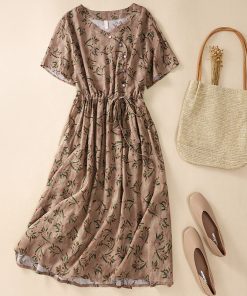 Thin Soft Cotton Linen Print Floral Loose Cozy Summer DressDressesvariantimage1Thin-Soft-Cotton-Linen-Print-Floral-Loose-Cozy-Summer-Dress-Beading-Holiday-Travel-Style-Women-Casual
