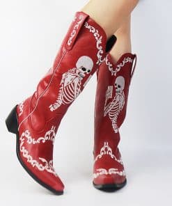 Women’s Skull Skeleton Cowboy Western Mid Calf BootsBootsvariantimage1Women-Skull-Skeleton-Selfie-Cowboy-Western-Mid-Calf-Boots-Pointed-Toe-Slip-On-Stacked-Heel-Goth