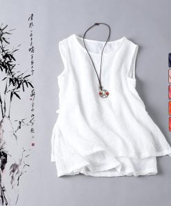 Korean Style Sleeveless Cotton Tank TopsTopsvariantimage22020-Summer-New-Arts-Style-Women-sleeveless-Tank-Tops-cotton-linen-Casual-White-Top-Femme-Vintage