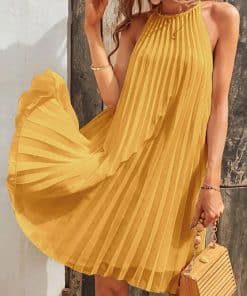 Women’s Summer Fashion Sexy Straps Mini SundressDressesvariantimage22022-Sexy-Straps-Mini-Sundress-Celmia-Women-Sleeveless-Pleated-Dress-Party-Summer-Casual-Loose-O-Neck